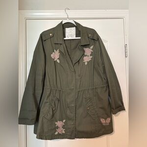 Angel Kiss Olive Floral Utility Jacket